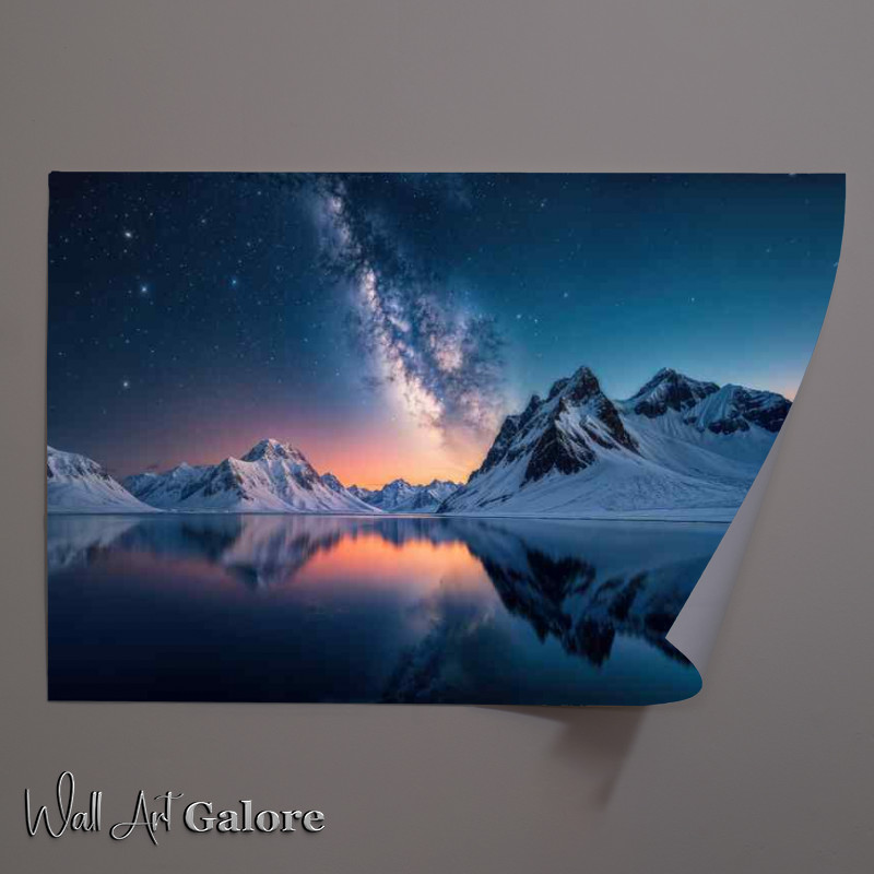 Buy Unframed Poster : (Snowy mountains reflected in a calm lake)