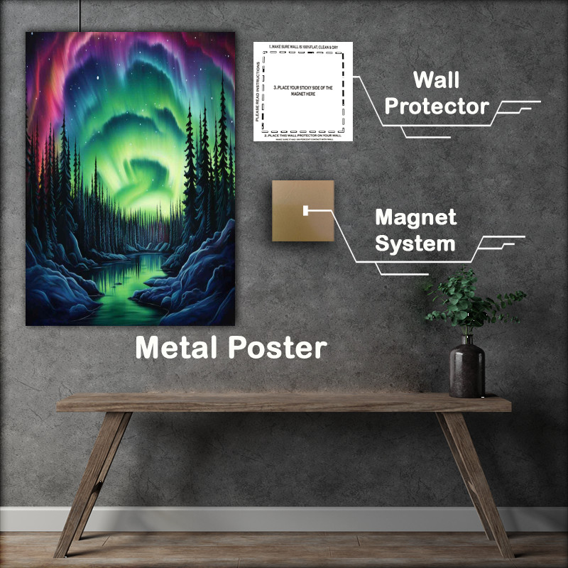 Buy Metal Poster : (Auroras Dazzling Night Dance)