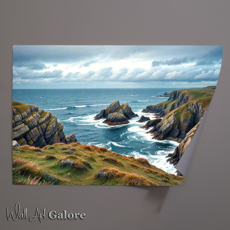 Buy Unframed Poster : (Cornwall waves crasing in the sea)