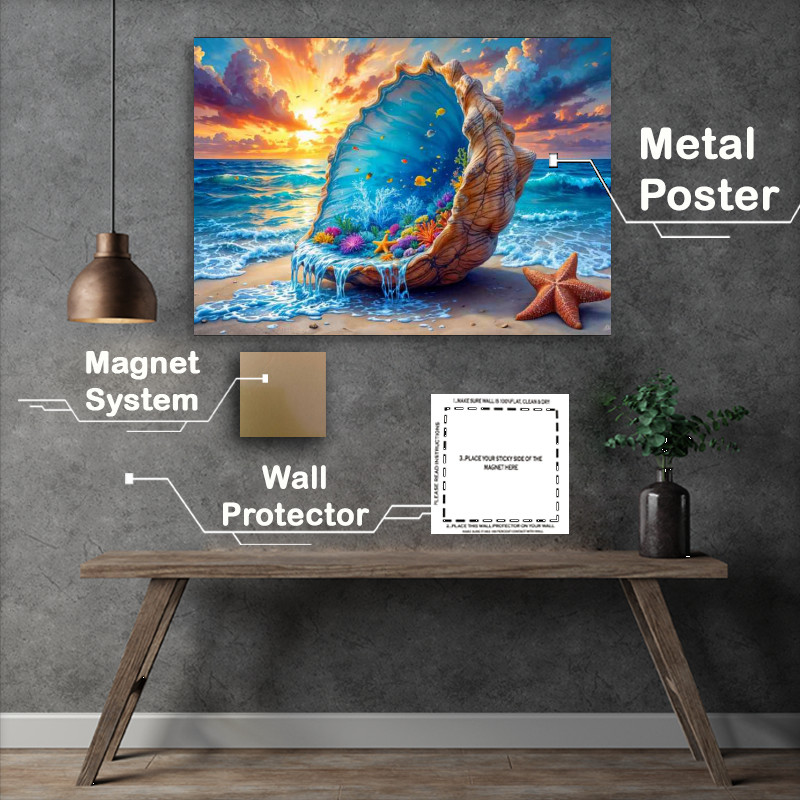 Buy Metal Poster : (Seashell on the beech)