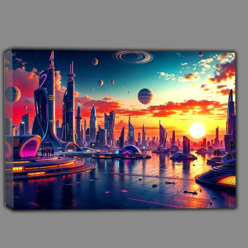 Buy Canvas : (Diffetent neon planets)