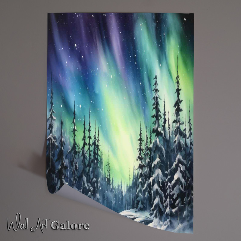 Buy Unframed Poster : (Eternal Night Northern Lights on Riverbank)