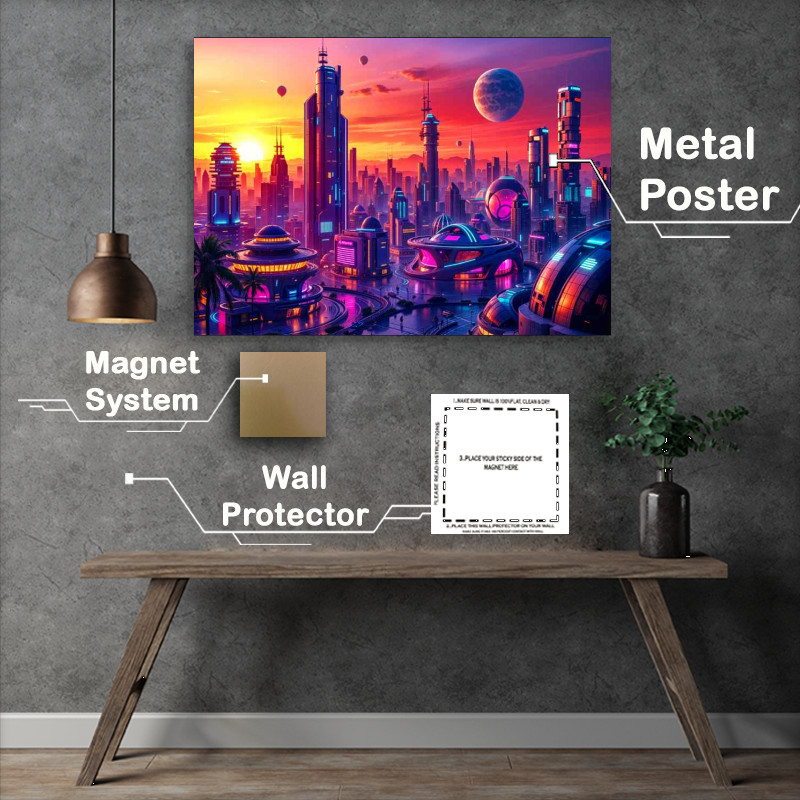 Buy Metal Poster : (Neons world of the future)