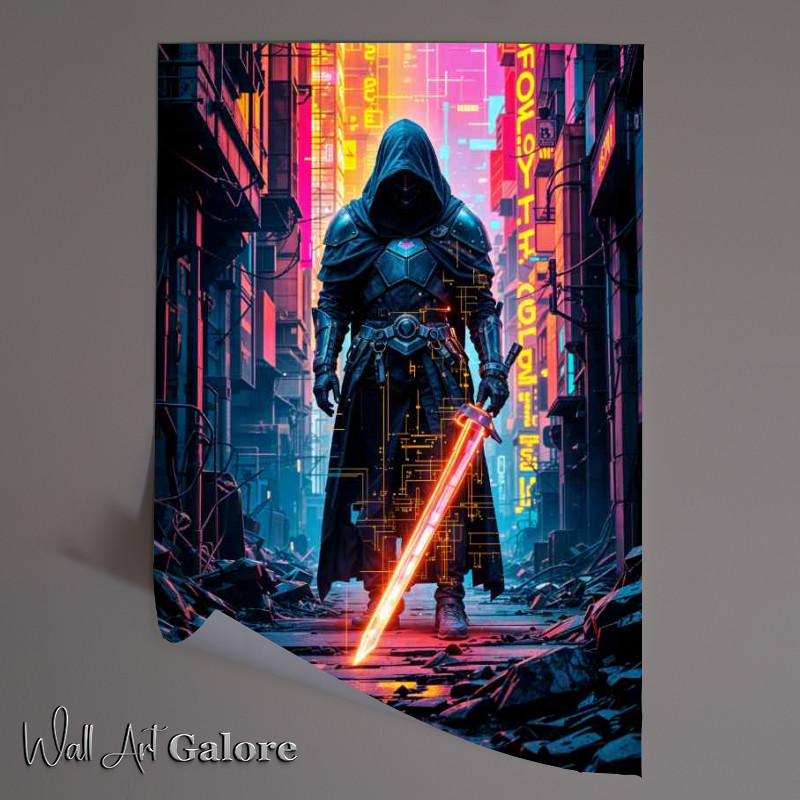 Buy Unframed Poster : (Digital neon warrior)