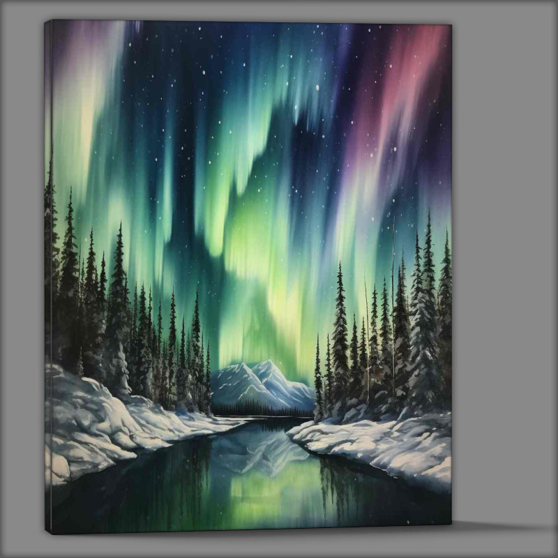 Buy Canvas : (Rivers Embrace Auroras Celestial Waltz)