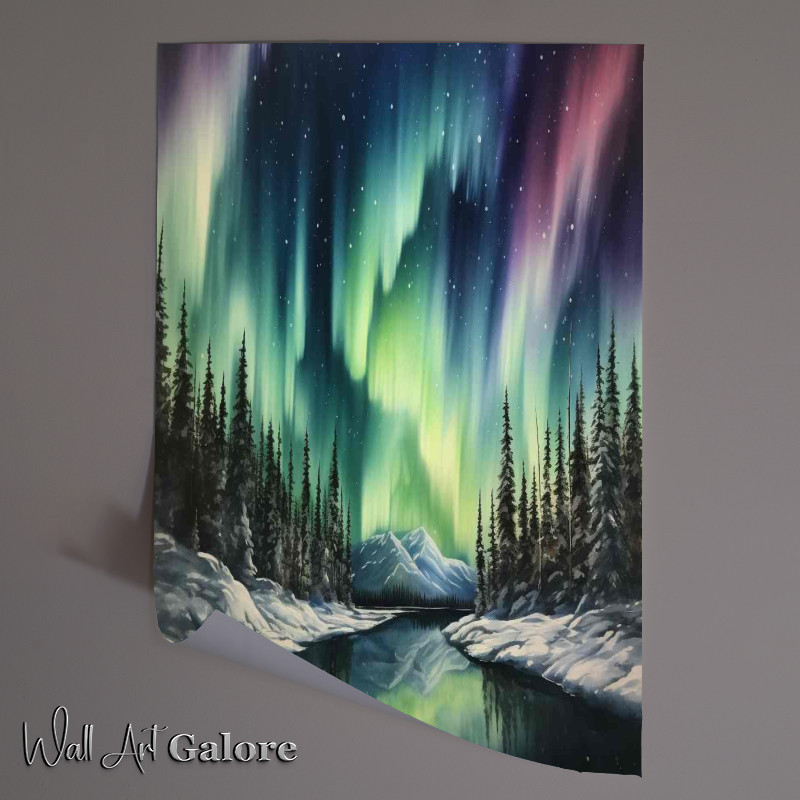 Buy Unframed Poster : (Rivers Embrace Auroras Celestial Waltz)