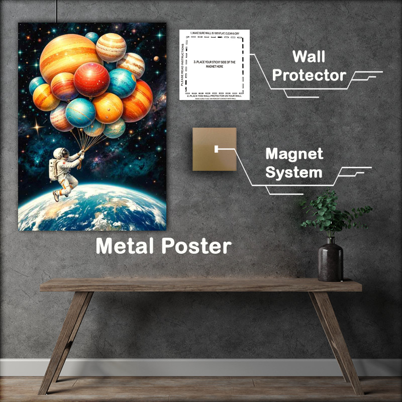 Buy Metal Poster : (Catching balloons in space)