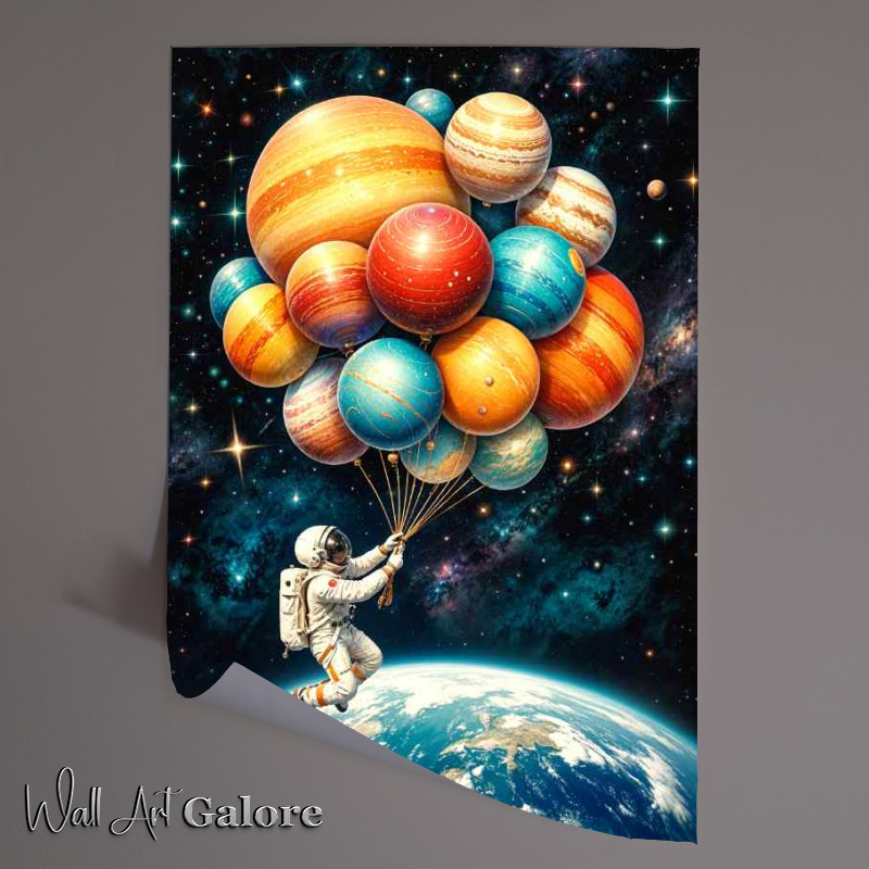 Buy Unframed Poster : (Catching balloons in space)