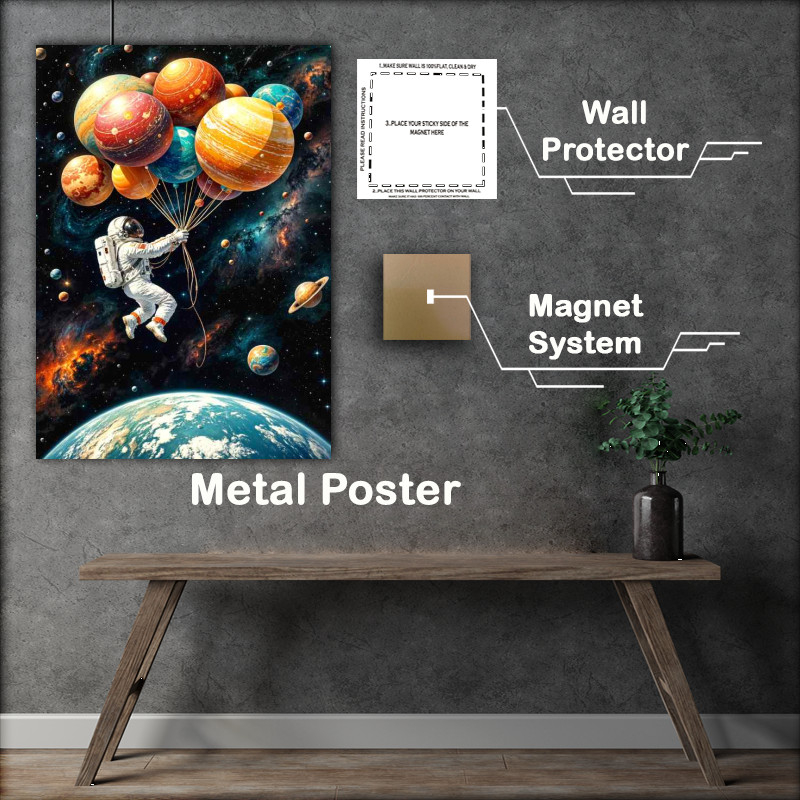 Buy Metal Poster : (Space planet ballons)