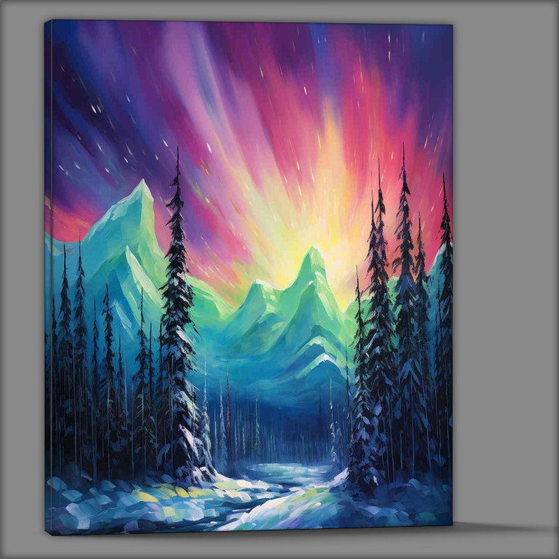 Buy Canvas : (Trees in Twilight Northern Lights Ballet)