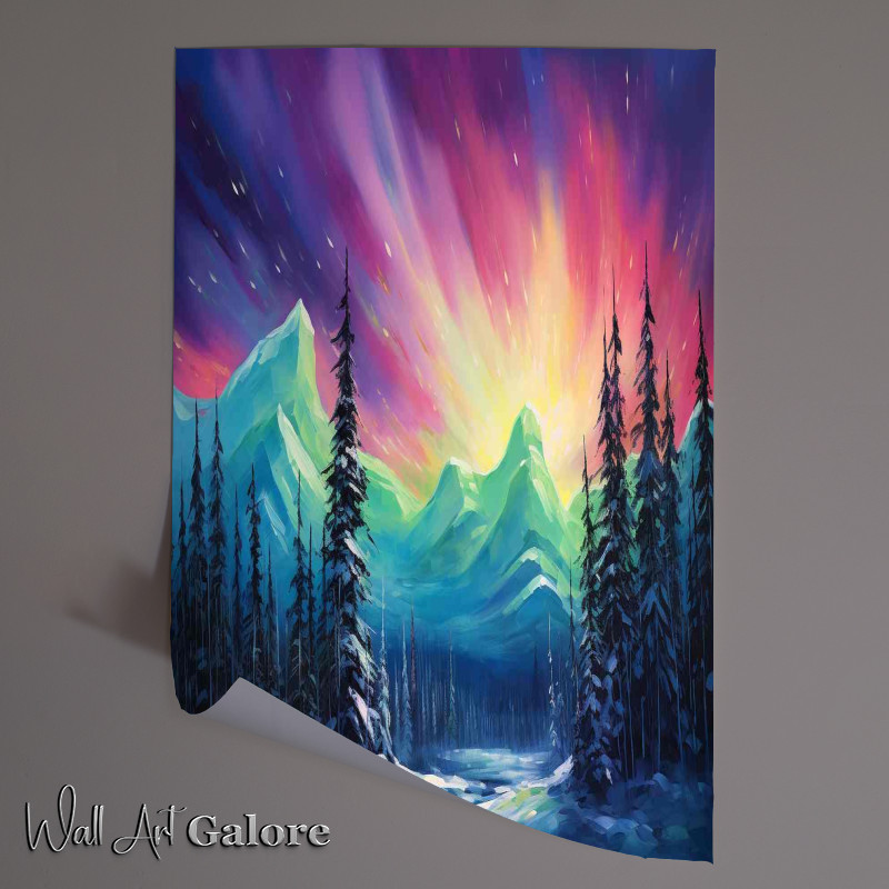 Buy Unframed Poster : (Trees in Twilight Northern Lights Ballet)