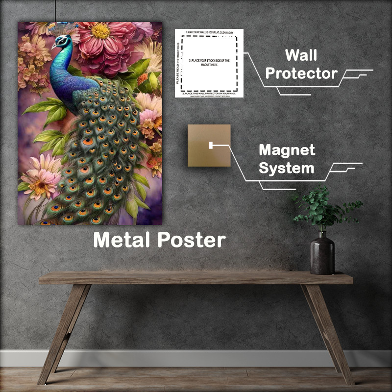 Buy Metal Poster : (Cameron Gray Peacock Art Watercolor)
