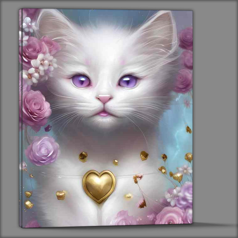 Buy Canvas : (Cute Adorable Happy White Cat)