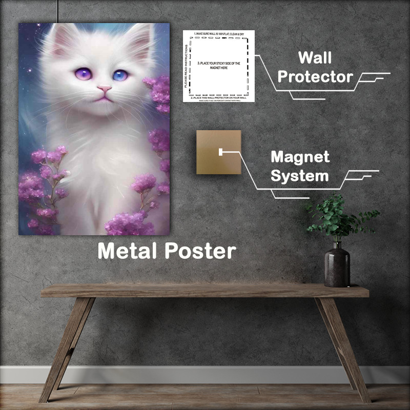 Buy Metal Poster : (Cute Adorable White Fluffy Kitten)