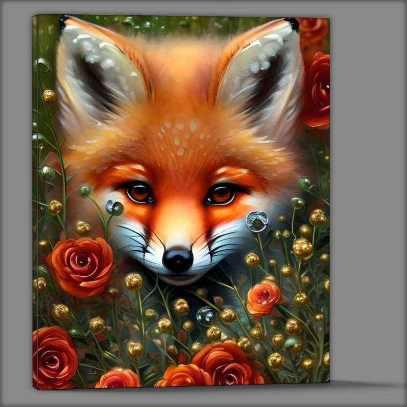 Buy Canvas : (Cute Fox Surrounded By Flowers)