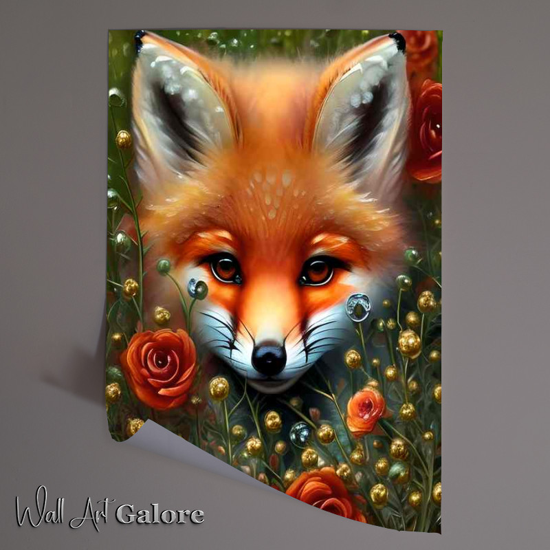 Buy Unframed Poster : (Cute Fox Surrounded By Flowers)