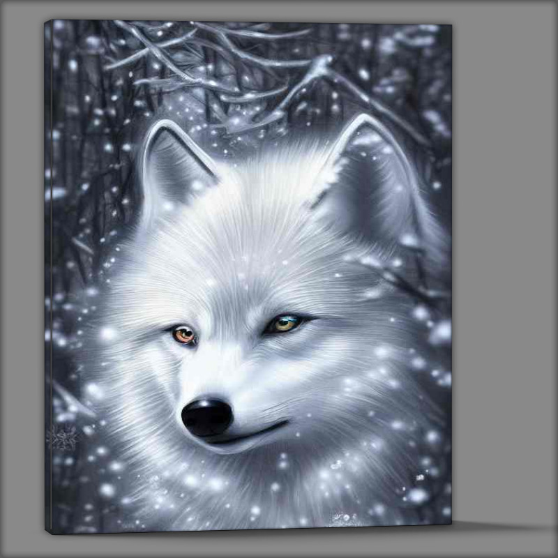 Buy Canvas : (Cute White Wolf In Winter)