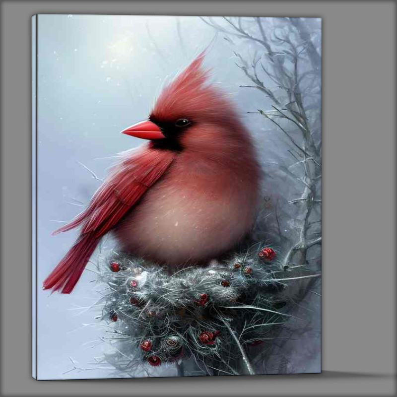 Buy Canvas : (Detailed Fantasy Fluffy Tiny Birds Cardinals)