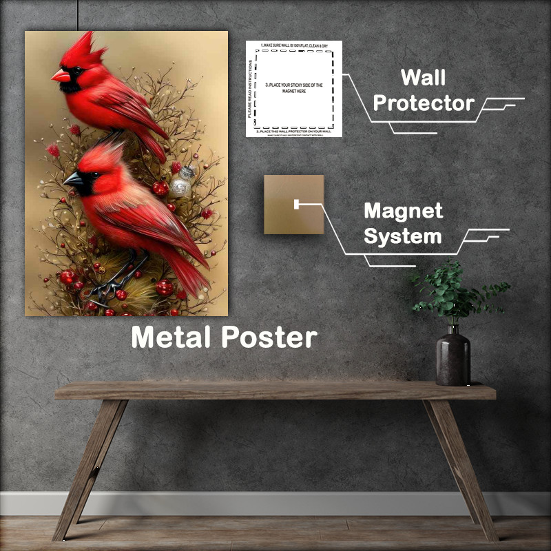 Buy Metal Poster : (Fantasy Cardinal Painting Birds)