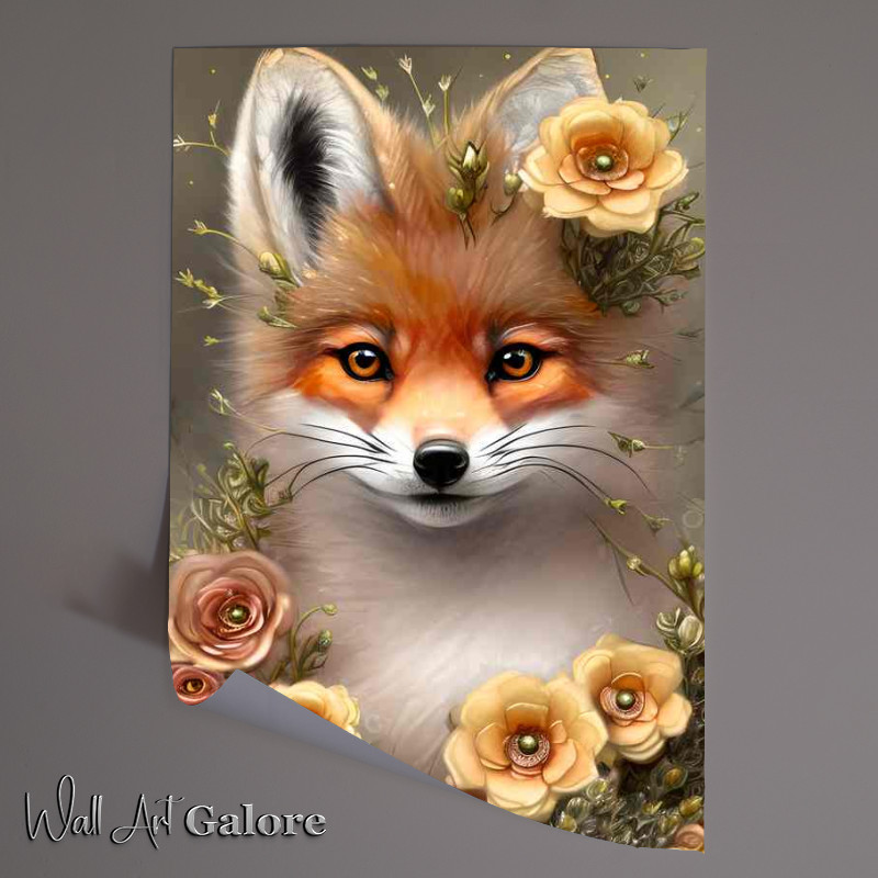 Buy Unframed Poster : (Fox On A Bed Of Flowers)
