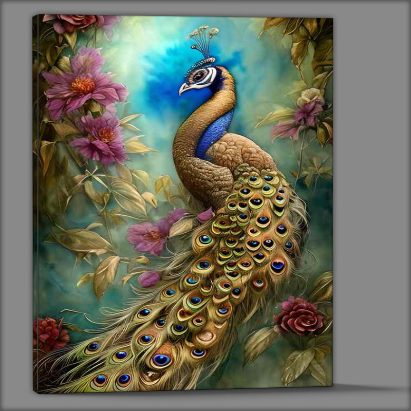Buy Canvas : (Gray Peacock Art Watercolor)
