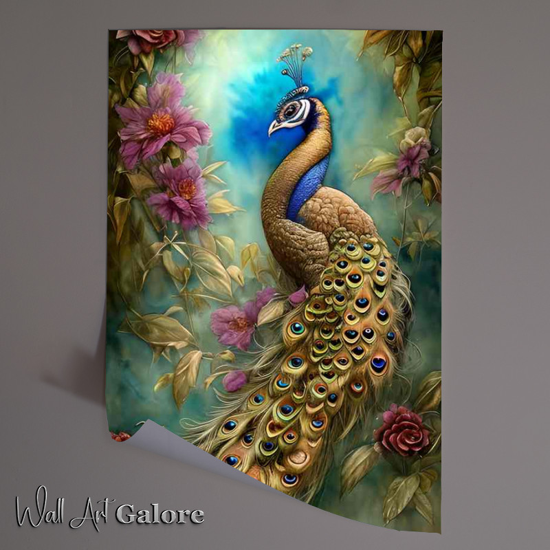 Buy Unframed Poster : (Gray Peacock Art Watercolor)