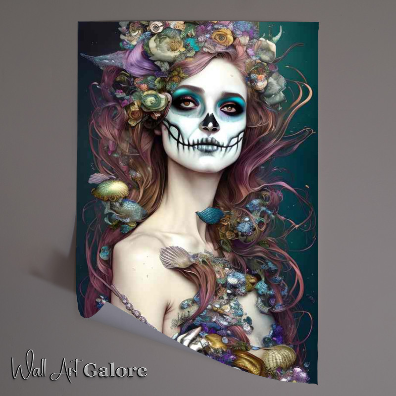 Buy Unframed Poster : (Mermaid Skeleton Beauty Day Of Dead)
