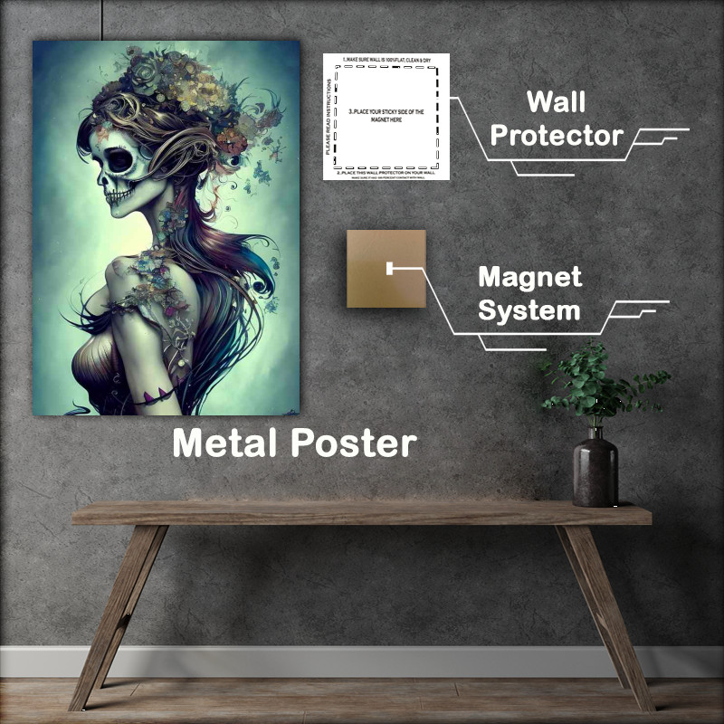 Buy Metal Poster : (Mermaid Skeleton Day Of Dead)