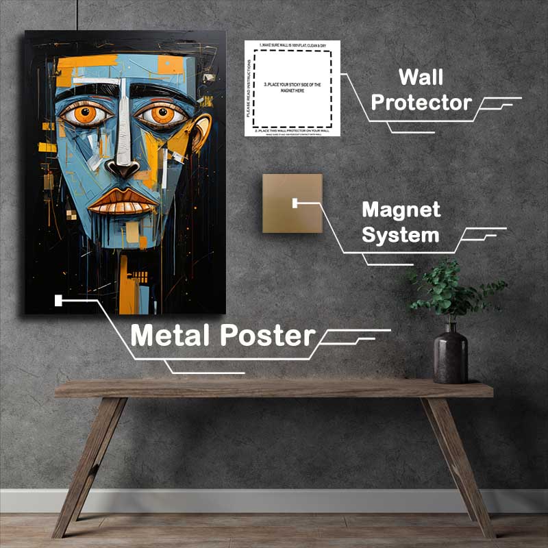 Buy Metal Poster : (Chroma Quest Abstract Faces on a Colorful Journey)