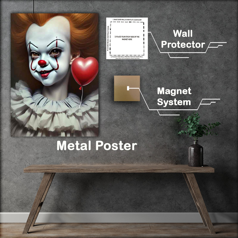 Buy Metal Poster : (Pennywise With Love Heart Ballon)