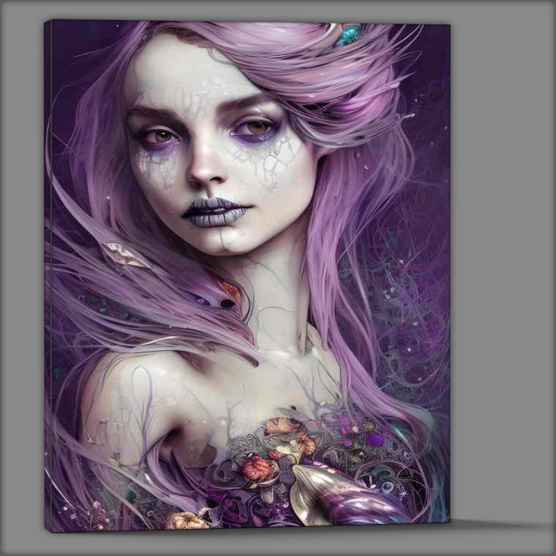 Buy Canvas : (Purple Hair Mermaid Skeleton Beauty)