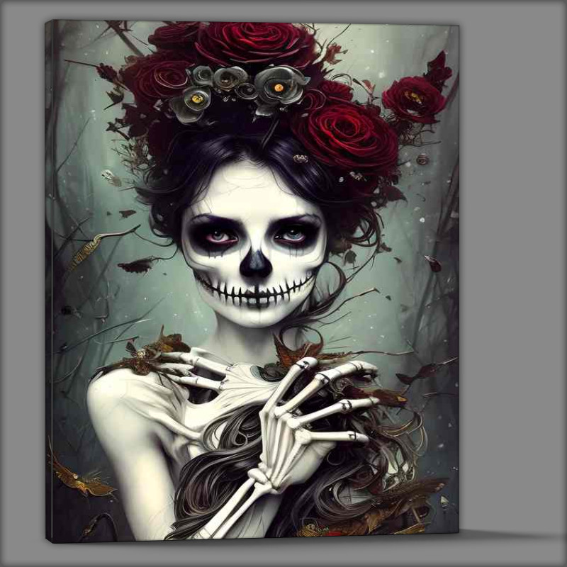 Buy Canvas : (Skeleton Beauty Whimsical On A Dark Night)
