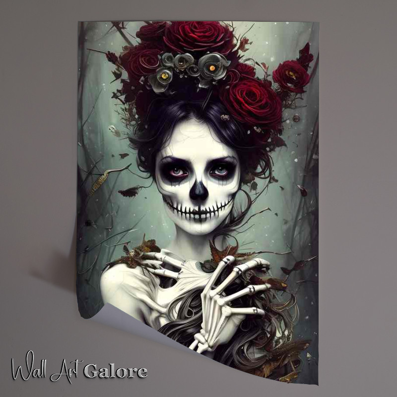 Buy Unframed Poster : (Skeleton Beauty Whimsical On A Dark Night)