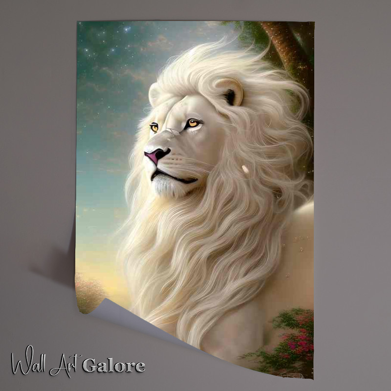 Buy Unframed Poster : (Stunning White Lion With Orange Eyes)