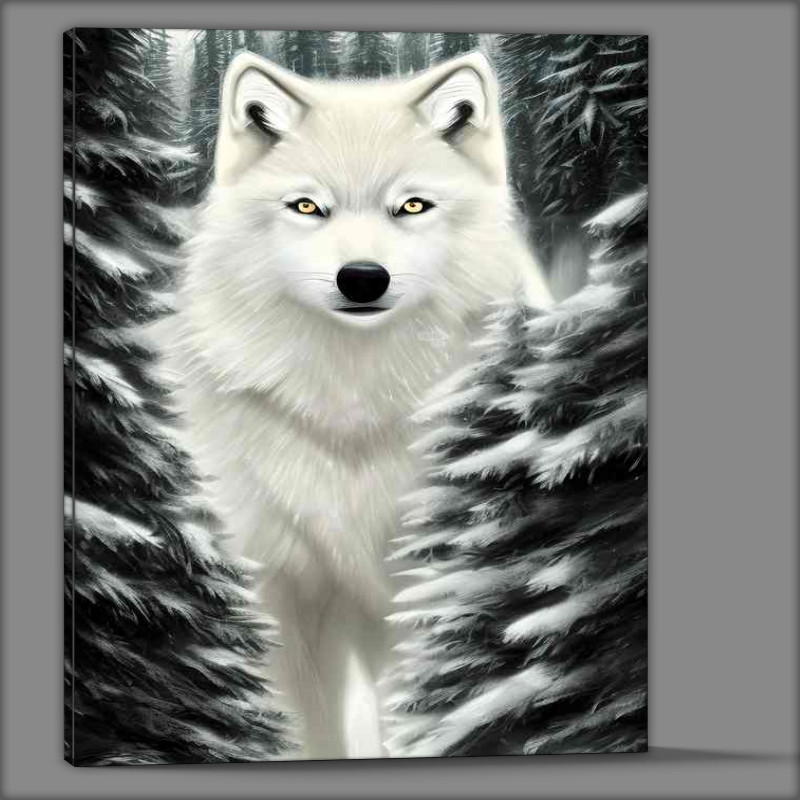 Buy Canvas : (Tiny White Wolf In The Snow)