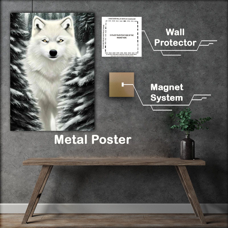 Buy Metal Poster : (Tiny White Wolf In The Snow)