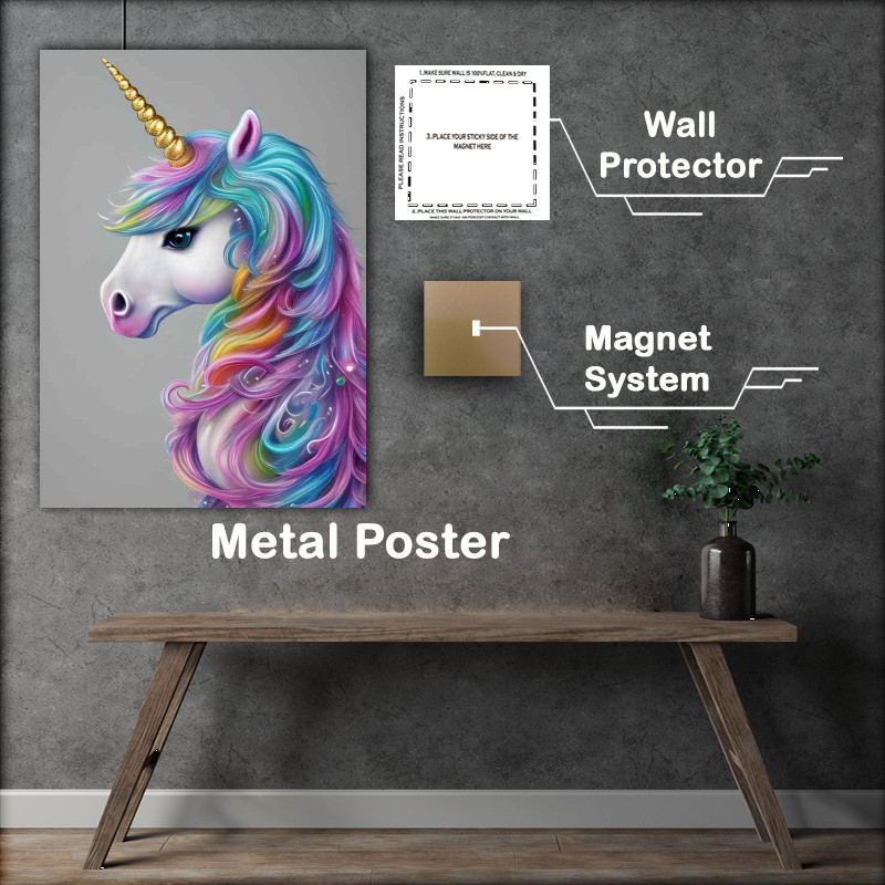 Buy Metal Poster : (Unicorn Fluffy Pearlesque Amazing Colours)
