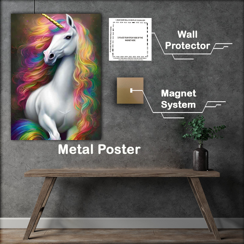 Buy Metal Poster : (Unicorn Fluffy amazing colours)