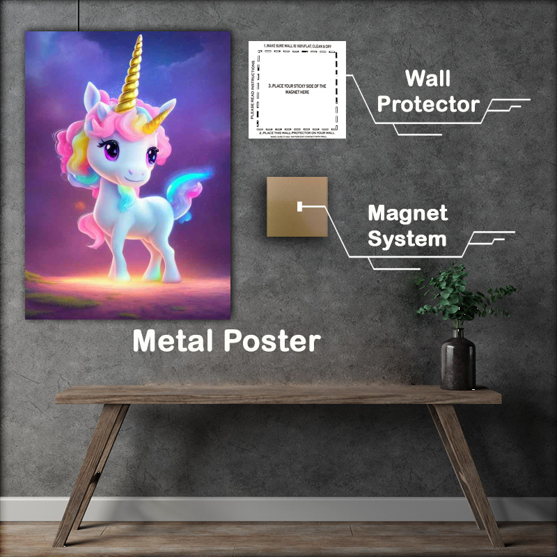 Buy Metal Poster : (Unicorn With Candy And Sparkles)