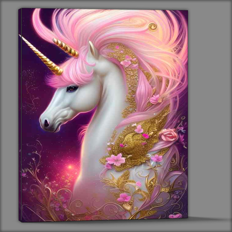 Buy Canvas : (Whimsical Beautiful Pink Unicorn)