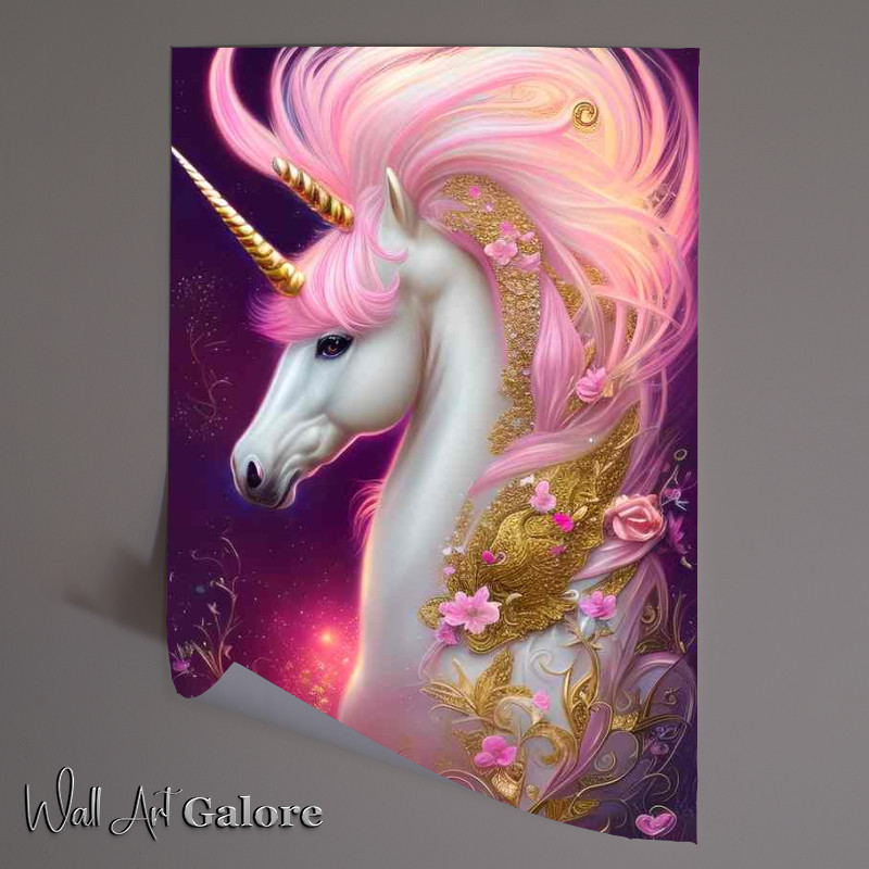 Buy Unframed Poster : (Whimsical Beautiful Pink Unicorn)