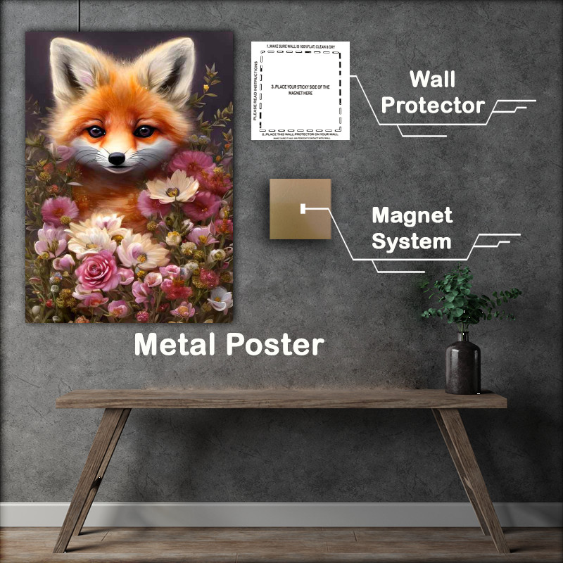 Buy Metal Poster : (Whimsical Detailed Fluffy Cute Fox)