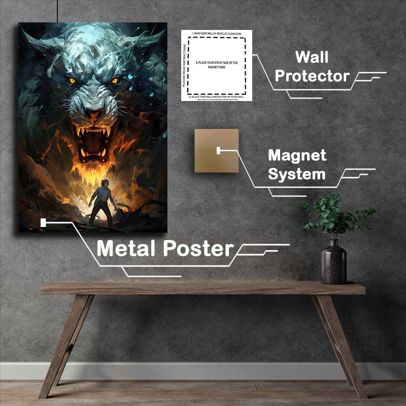 Buy Metal Poster : (Anime with a person and a large beast)