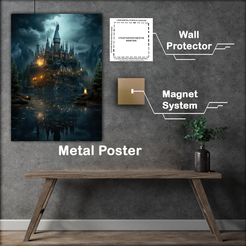Buy Metal Poster : (Potters castle surrounded by water)