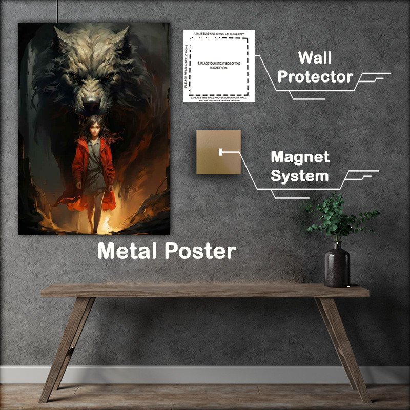 Buy Metal Poster : (Red Riding hood walking through the valley of death)