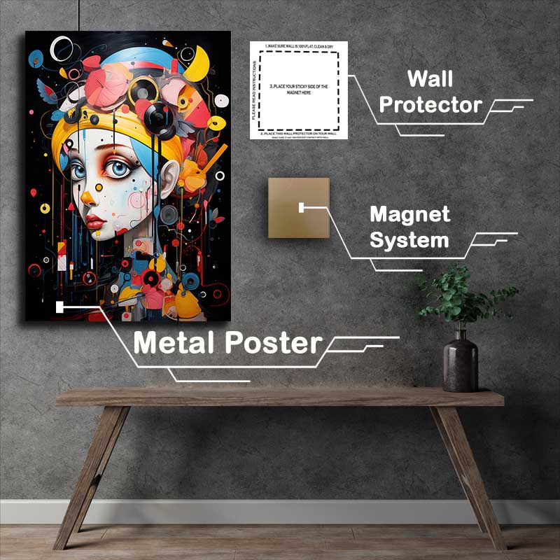 Buy Metal Poster : (Lady with a pearl earring abstract style)