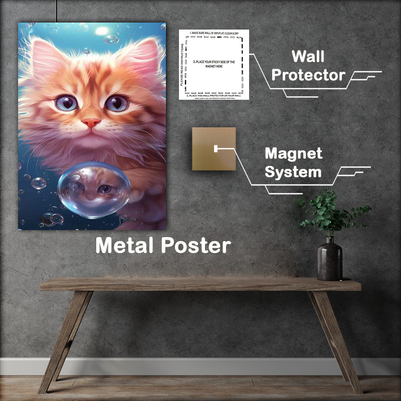 Buy Metal Poster : (Dewy Dreams Water Droplet Cats)