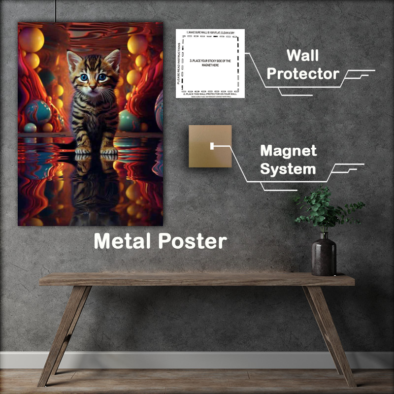 Buy Metal Poster : (Droplet Drifters Cats in Water Scenes)