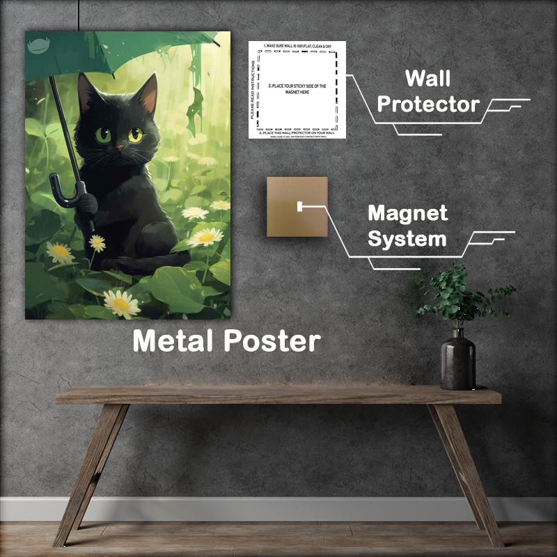 Buy Metal Poster : (Rainy Whiskers Chronicles of a Black Cats Adventures)