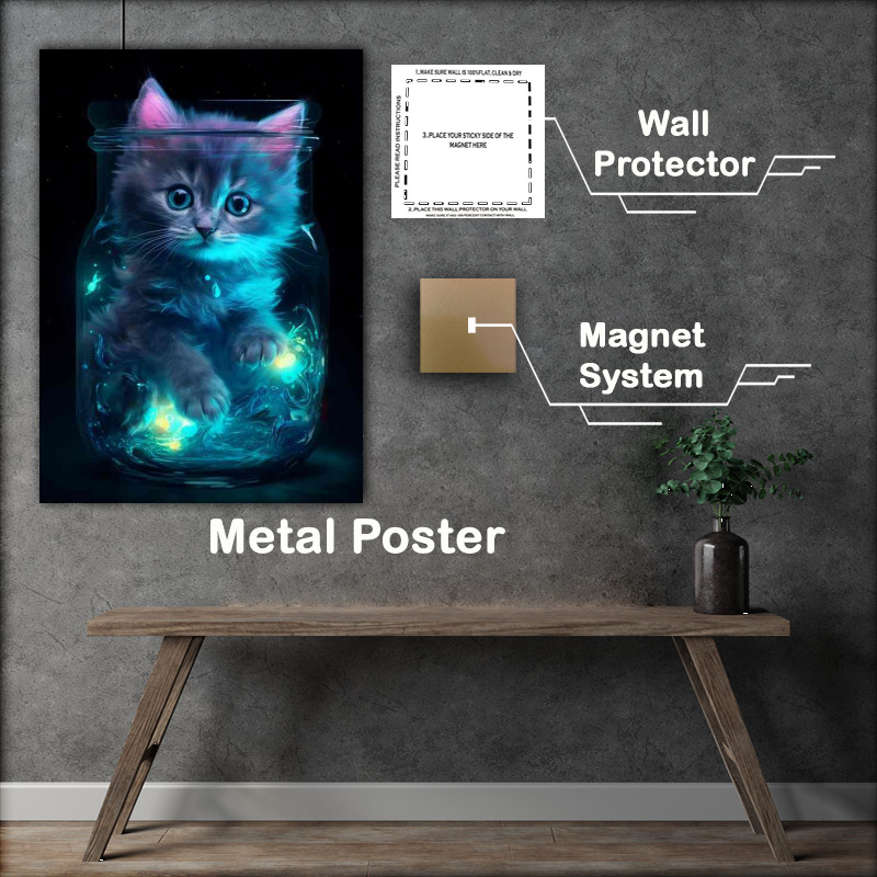 Buy Metal Poster : (Whisker Whimsy Cats in Delightfully Artistic)